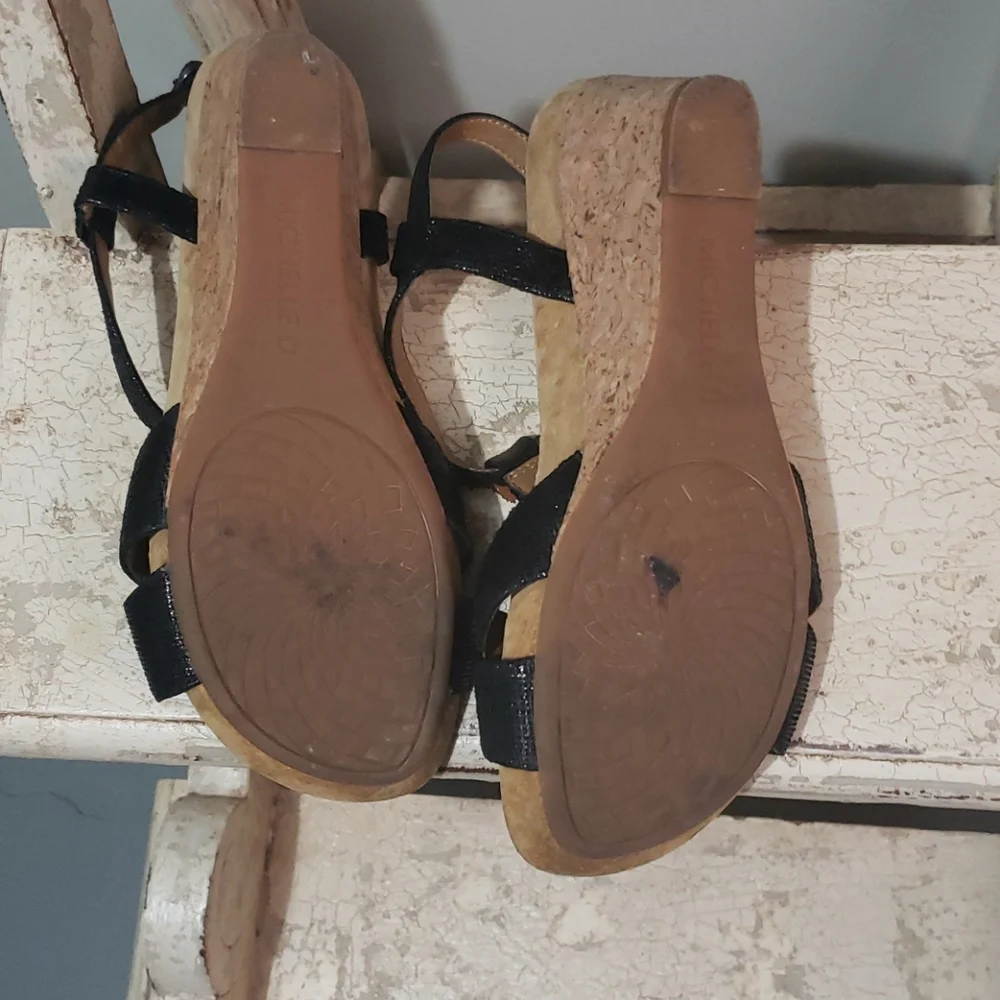 Michelle D 8.5 jewel cork wedge sandals